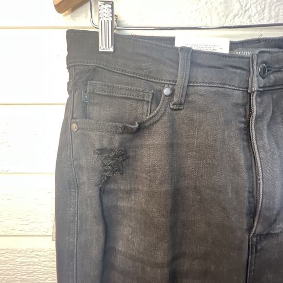 Judy Blue Black Denim Jeans distressed 15 32 eclipse tummy control flare NWT - Picture 6 of 16